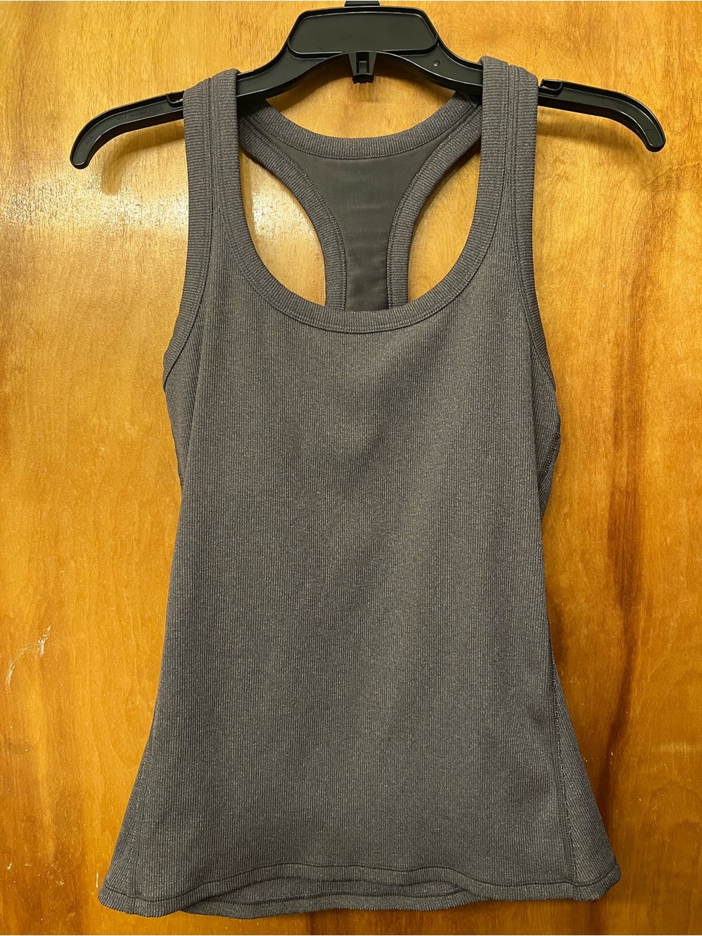Alo Women’s Dark Gray Ribbed Racerback Tank Scoop Neck Stretch Slim Fit Size M**